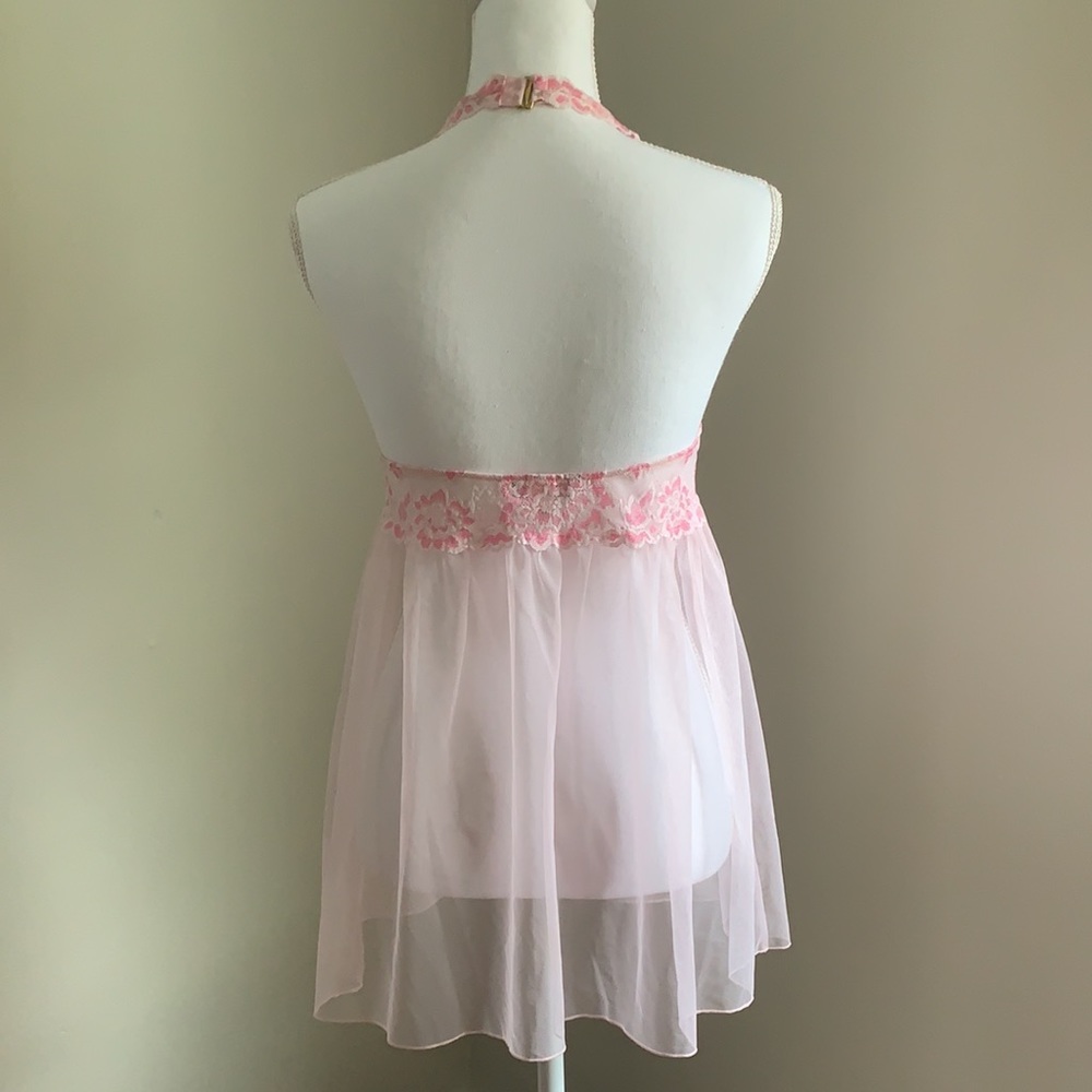 VICTORIA’S SECRET Sexy Pink Lace Halter Babydoll - Picture 3 of 8